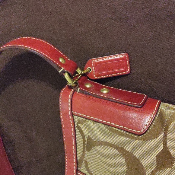 Vintage Coach Y2K Hampton Signature C Hobo – Rare Red Leather Shoulder Bag - Picture 9 of 16